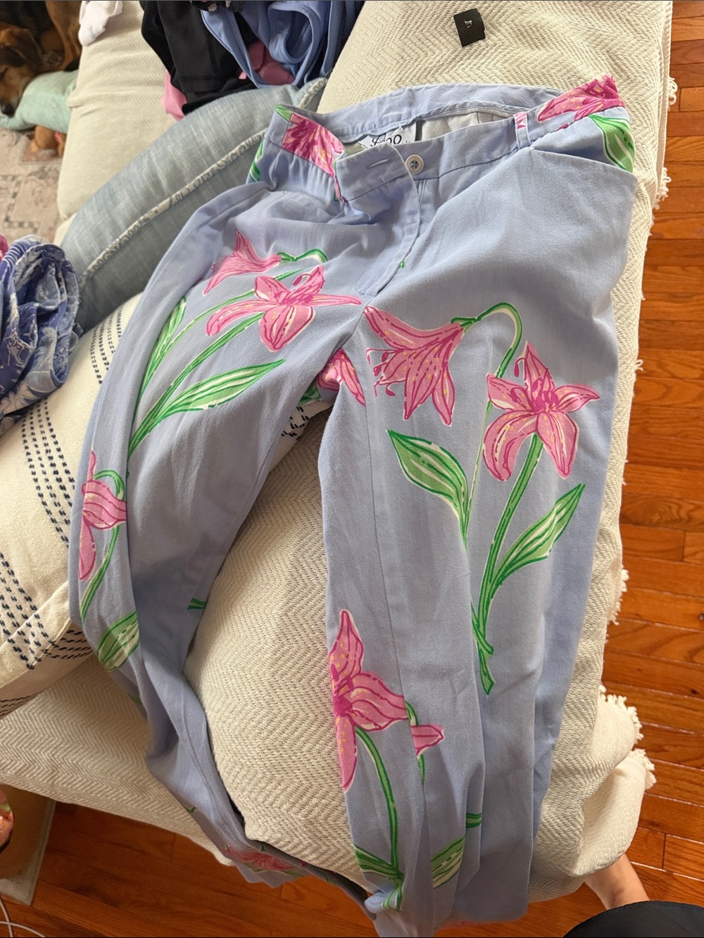 Light Blue Floral Women's Vintage Lily Pulitzer  with Pink Lily Print